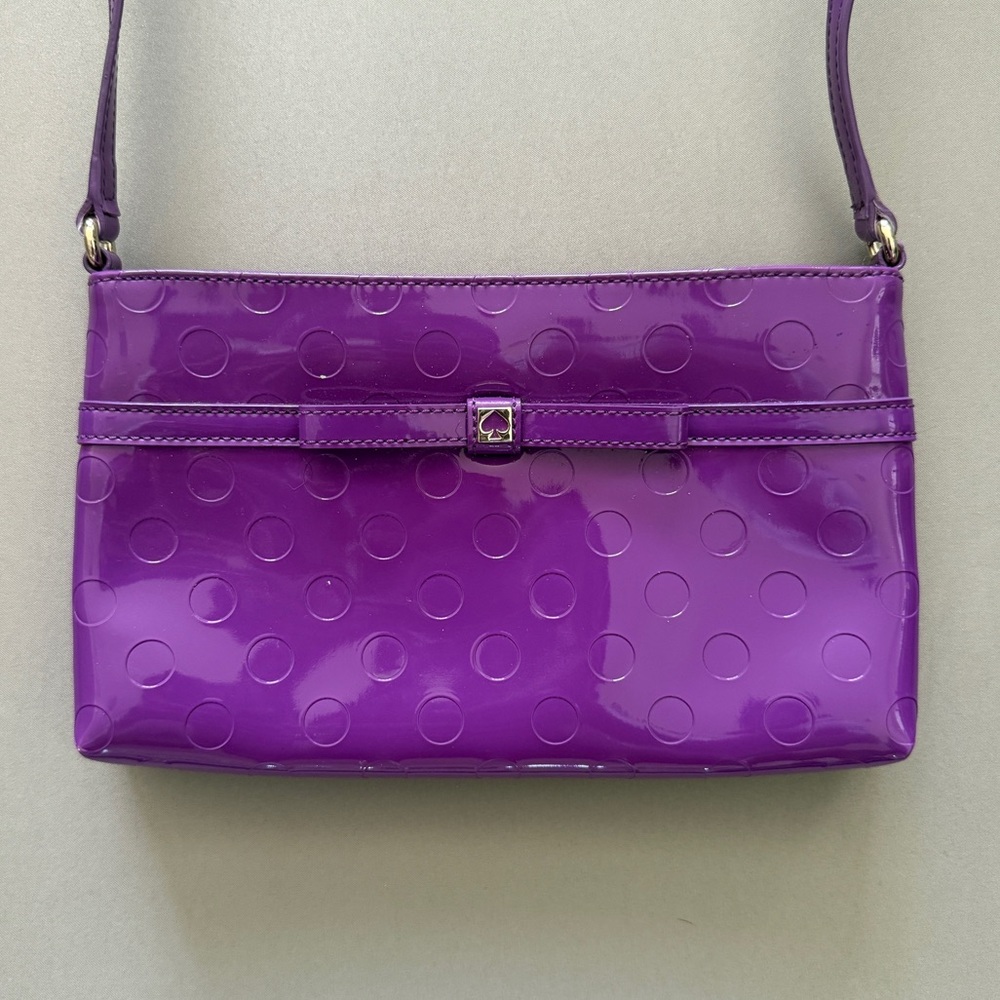Kate Spade Patent Leather Purple Dot Patent Crossbody Bag